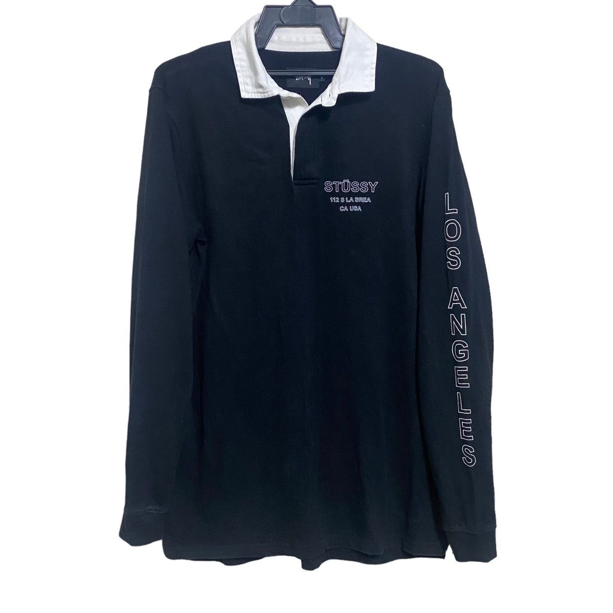 Stussy Stussy Rugby Shirt Black/ Blue/ Yellow | Grailed