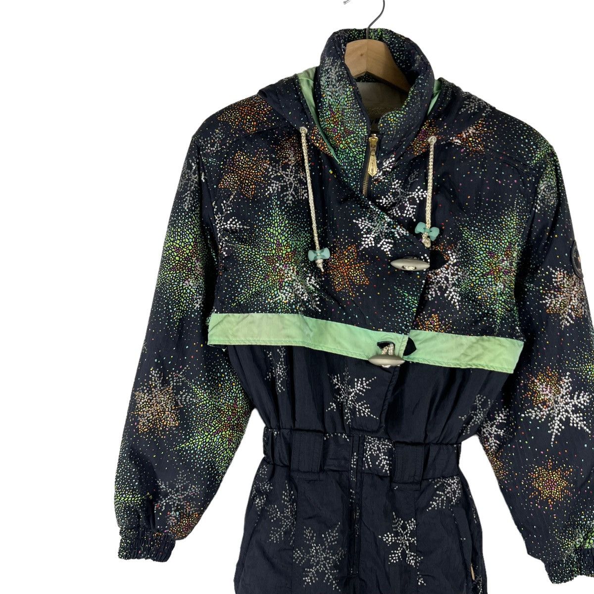Japanese Brand VINTAGE SKI JACKET OVERALL SILKY WAY OVERPRINT DOT Size US 26 / EU 42 - 3 Thumbnail