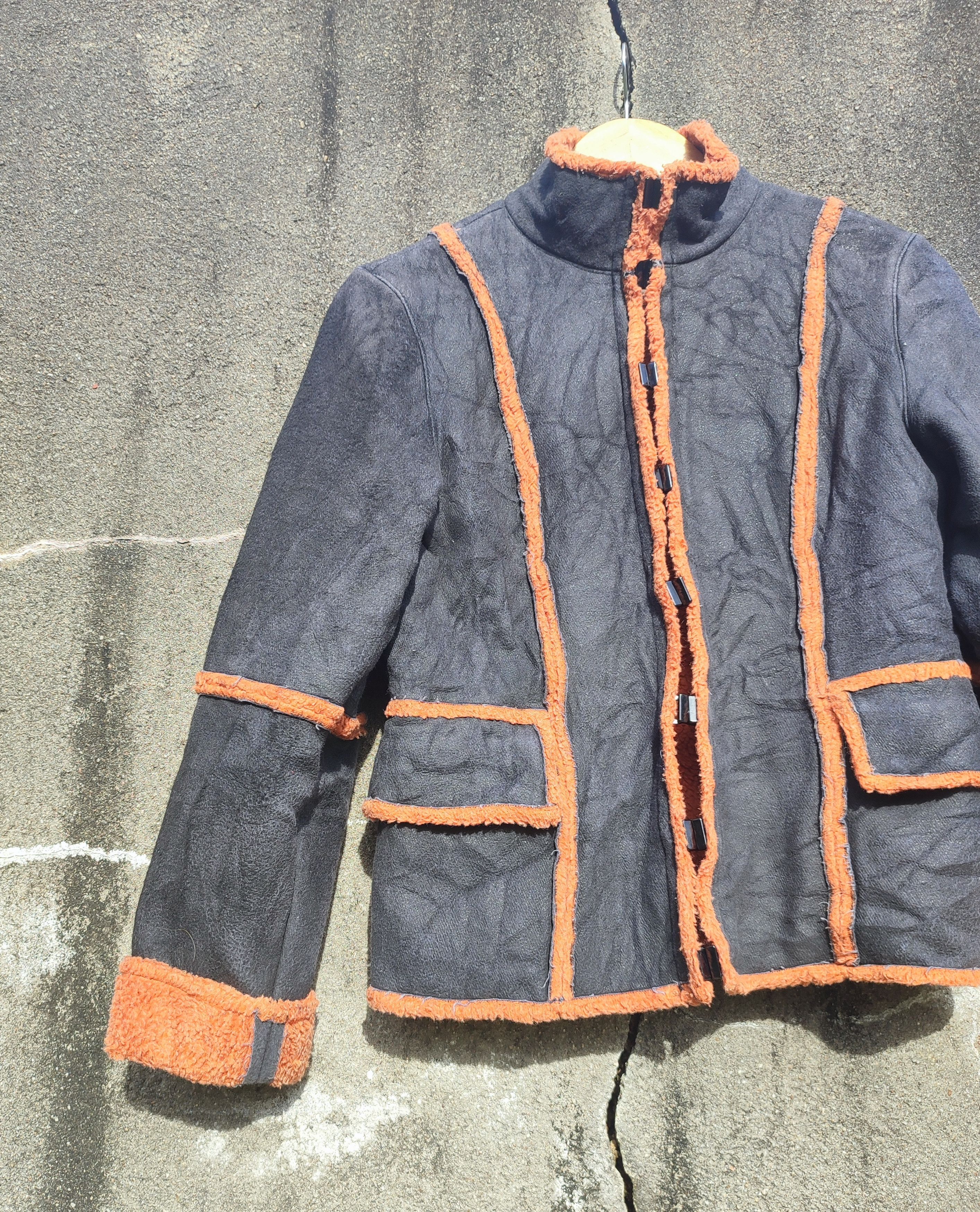 Trussardi Vintage Trussardi Faux Shearling Jacket – Orange Trim Size XS / US 0-2 / IT 36-38 - 3 Thumbnail