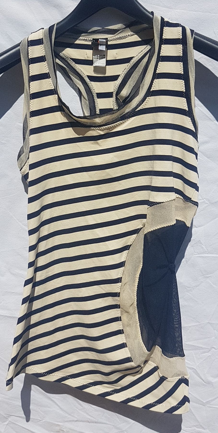 image of Archival Clothing x Jean Paul Gaultier Soleil Tank Top - Ecru And Navy Blue Stripes in Ecru/Blue (S