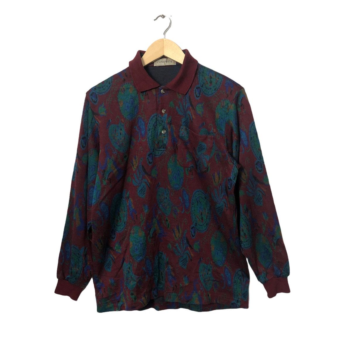 Japanese Brand Vintage Convivace Fullprint Long Sleeve Polo Size US M / EU 48-50 / 2 - 1 Thumbnail