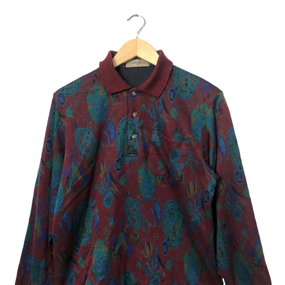 Japanese Brand Vintage Convivace Fullprint Long Sleeve Polo Size US M / EU 48-50 / 2 - 4 Thumbnail