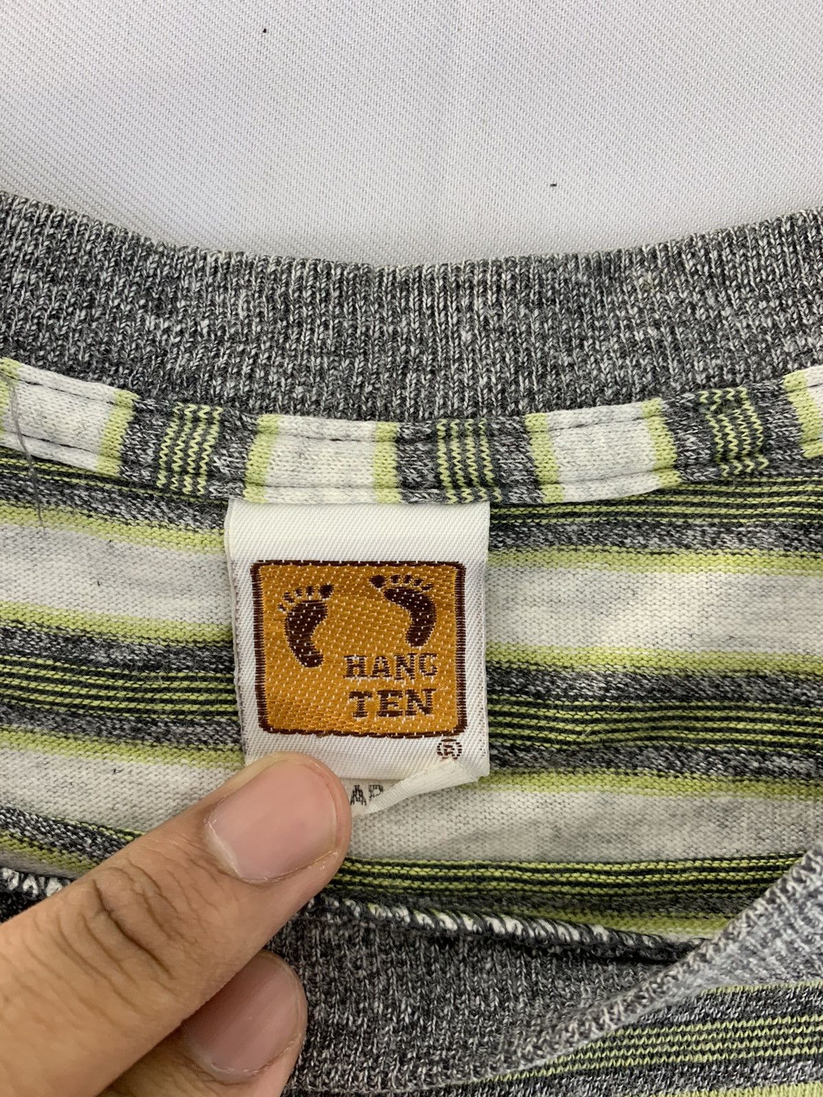 Hang Ten 90s Hang Ten Crewneck Stripes Embroidery Logo Tee Size L / US 10 / IT 46 - 5 Thumbnail