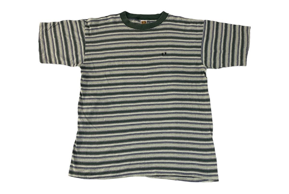 90s Hang Ten Crewneck Stripes Embroidery Logo Striped Tee