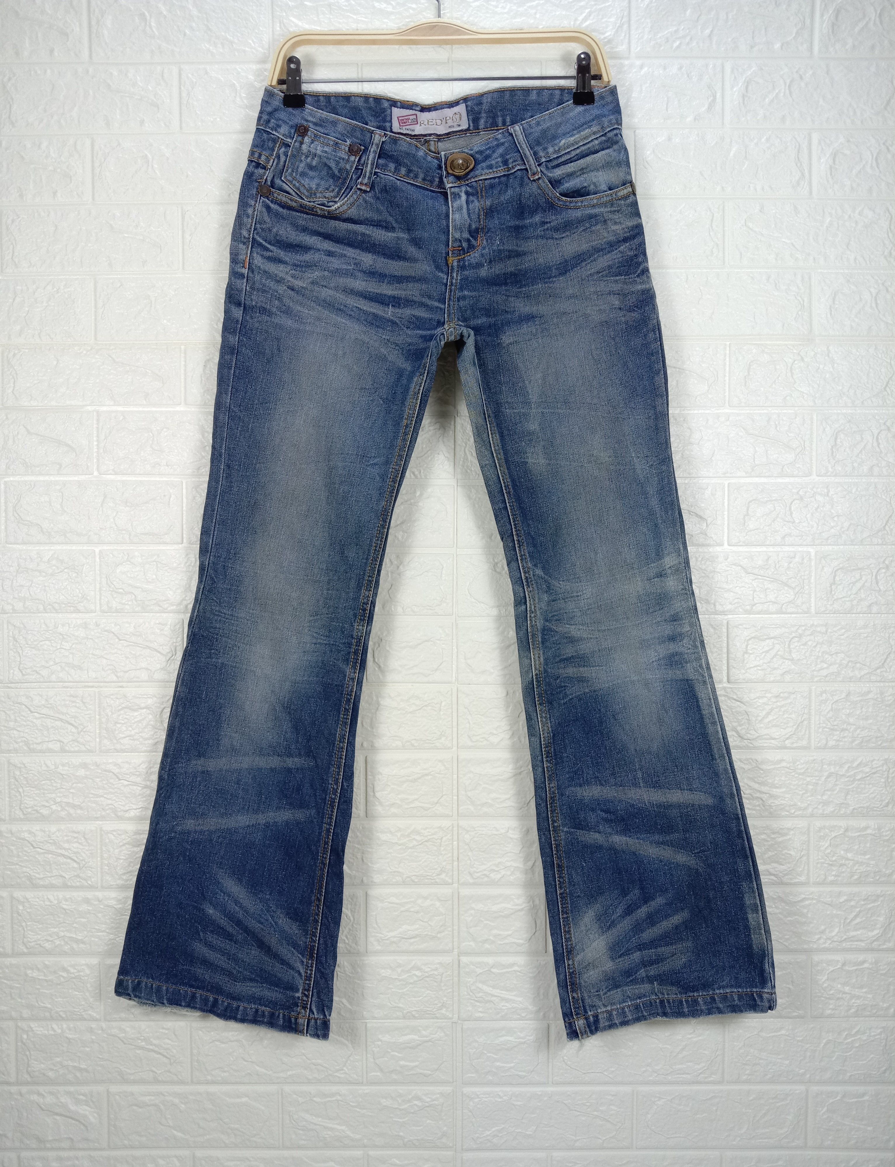 image of Beauty Beast x Vintage Flare Jeans Red Pepper Blue Wash Bell Bottom Denim, Women's (Size 28)