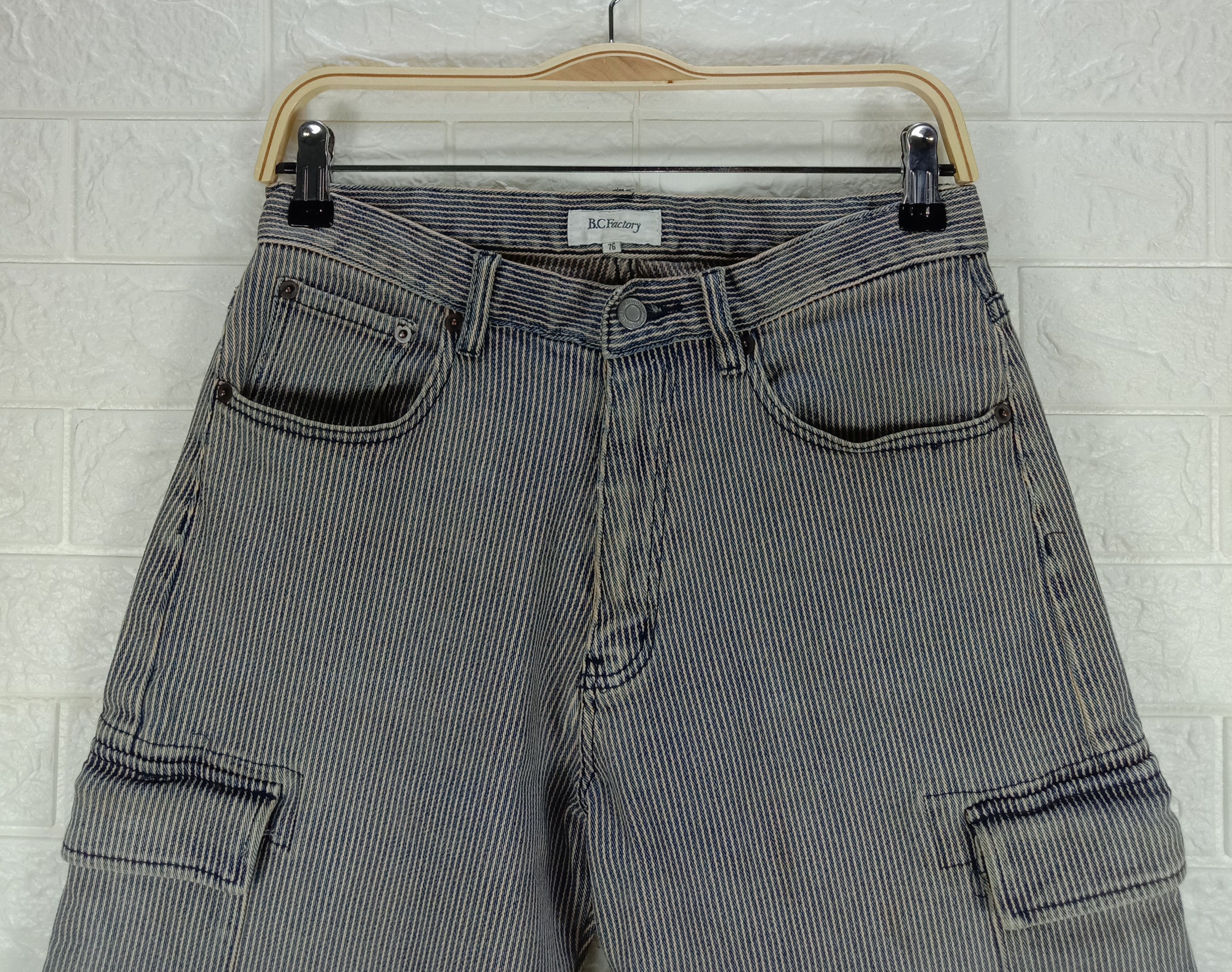 Japanese Brand Vintage Japanese B.C Factory Striped Hickory Denim Size US 29 - 2 Thumbnail