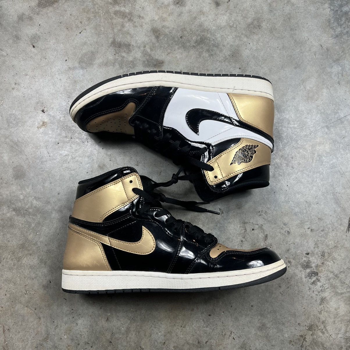 Jordan Brand × Nike Jordan 1 Retro High NRG Patent Gold Toe Size US 11 / EU 44 - 2 Thumbnail