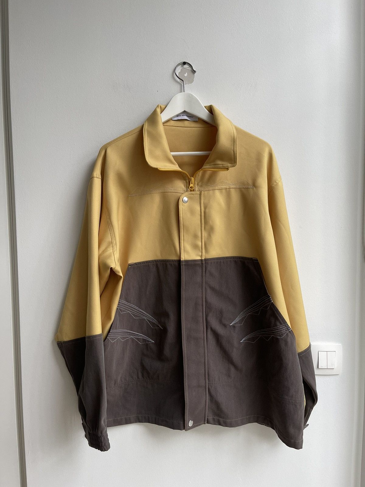 image of Kiko Kostadinov Ss19 00062019 'kutch' Two-Tone Zip Jacket in Yellow, Men's (Size Large)