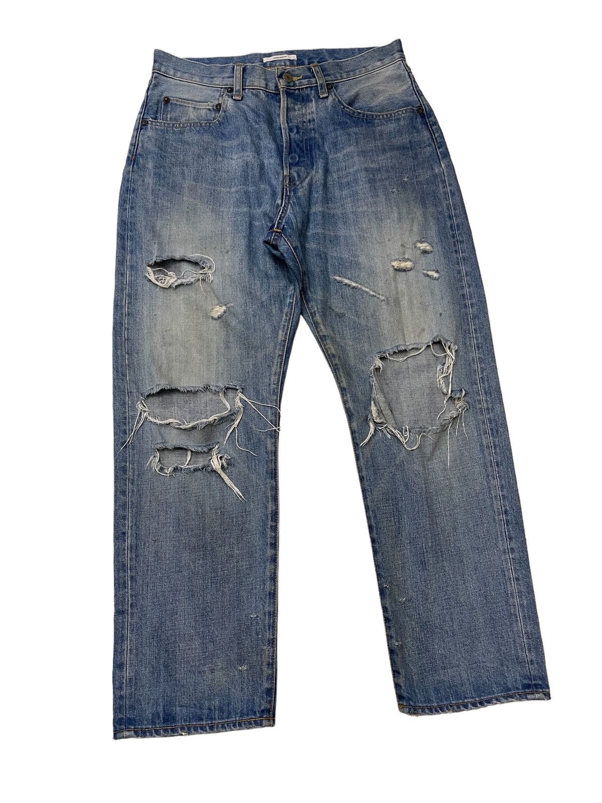 Japanese Brand Buckle Back Distressed Ripped Jeans Size US 30 / EU 46 - 6 Thumbnail