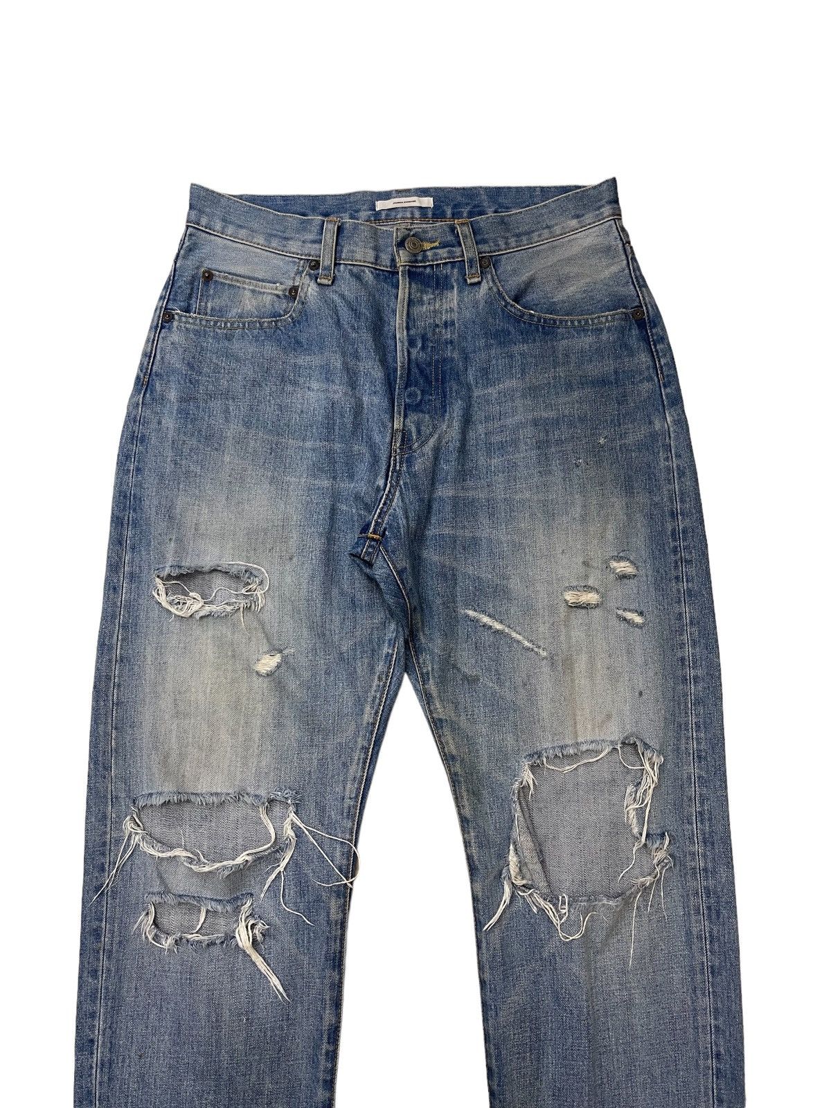 Japanese Brand Buckle Back Distressed Ripped Jeans Size US 30 / EU 46 - 3 Thumbnail