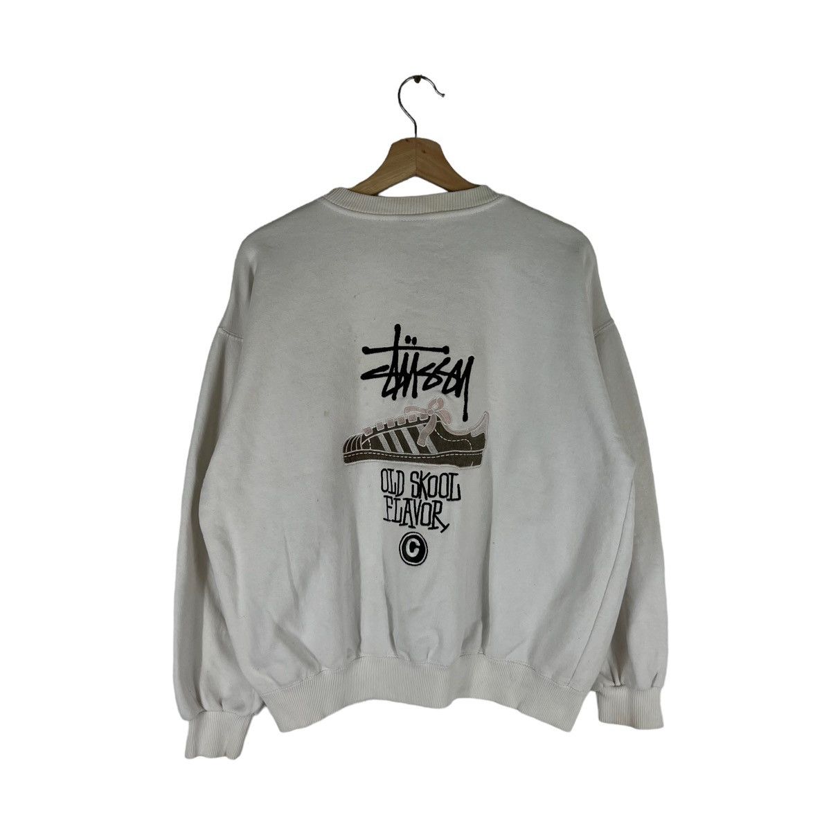 hot vintage stussy sweatshirt crewneck big logo streetwear style