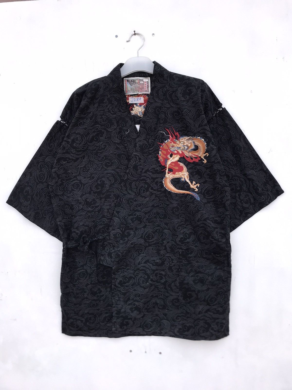 Japanese Brand Vintage Dragon Printed Kimono Sanjuro Jacket Size US L / EU 52-54 / 3 - 2 Thumbnail