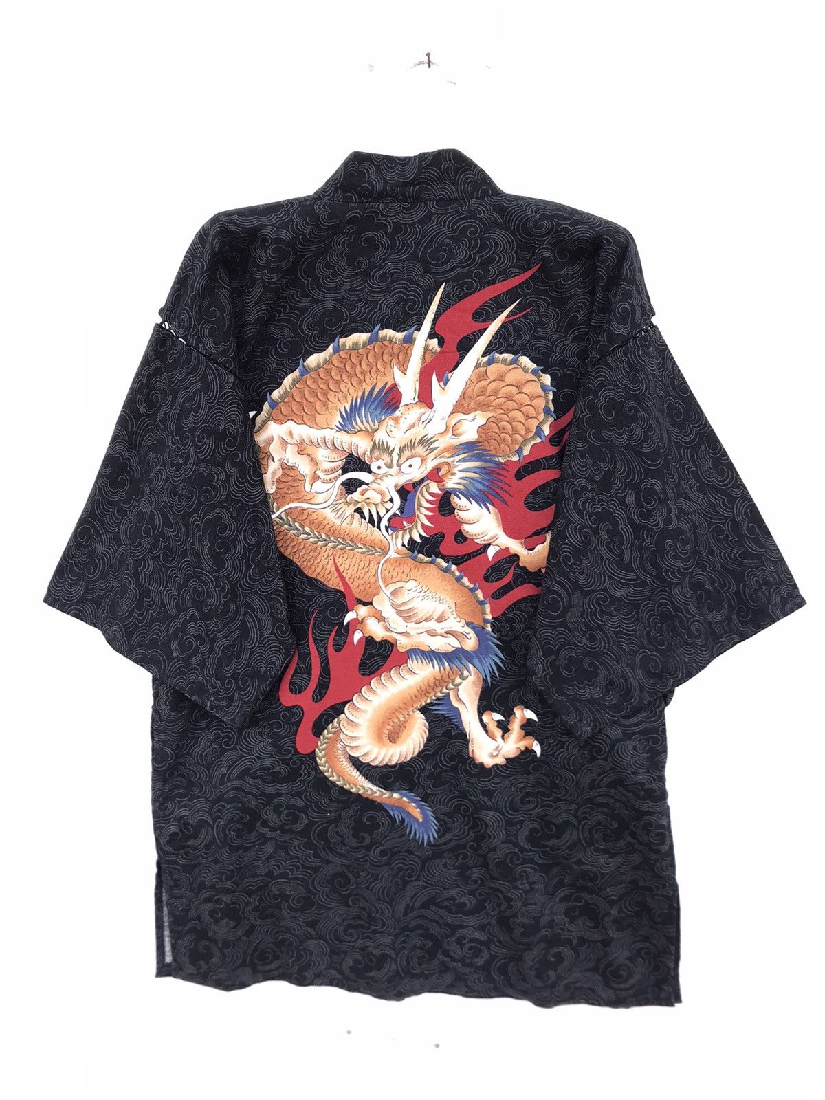 Japanese Brand Vintage Dragon Printed Kimono Sanjuro Jacket Size US L / EU 52-54 / 3 - 1 Thumbnail