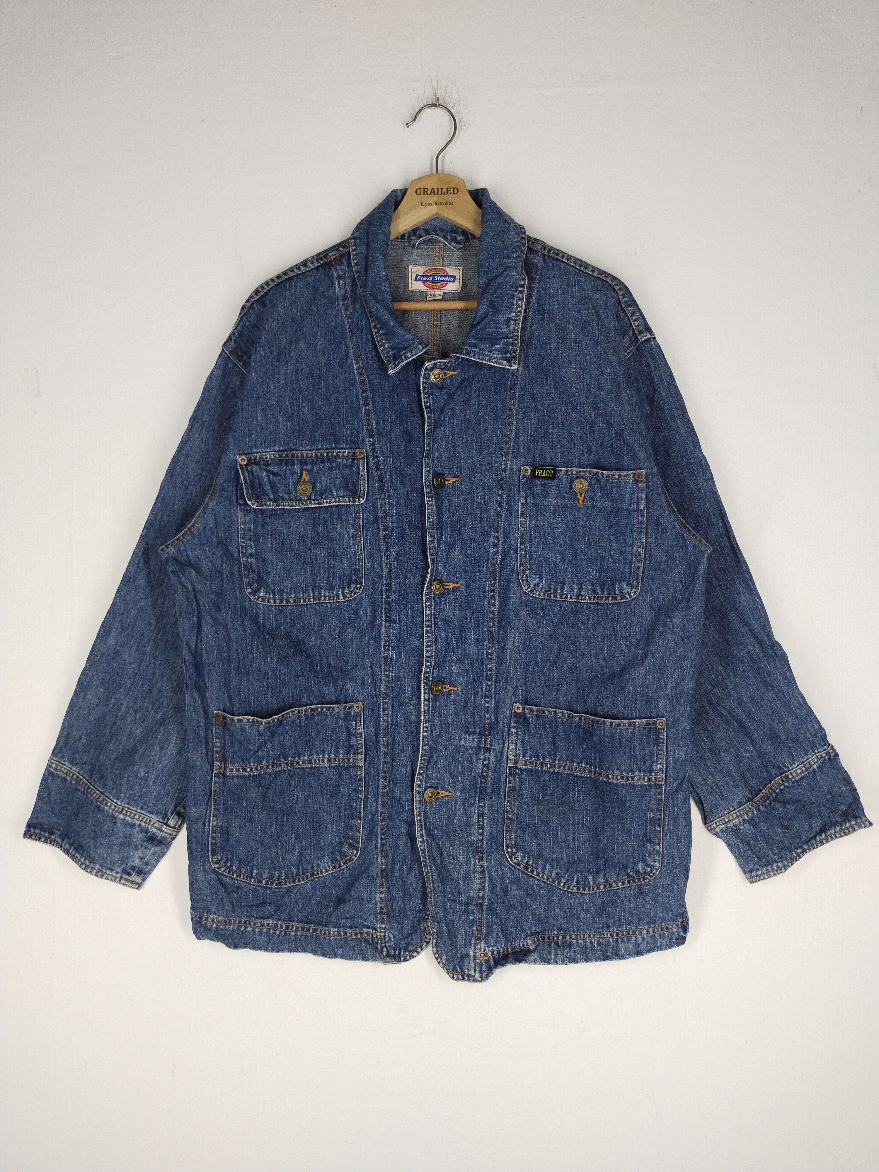 If Six Was Nine × Japanese Brand × Vintage 🔥 VTG PRACT STUDIO BUTTON HICKORY CHORE JACKET Size US M / EU 48-50 / 2 - 1 Thumbnail