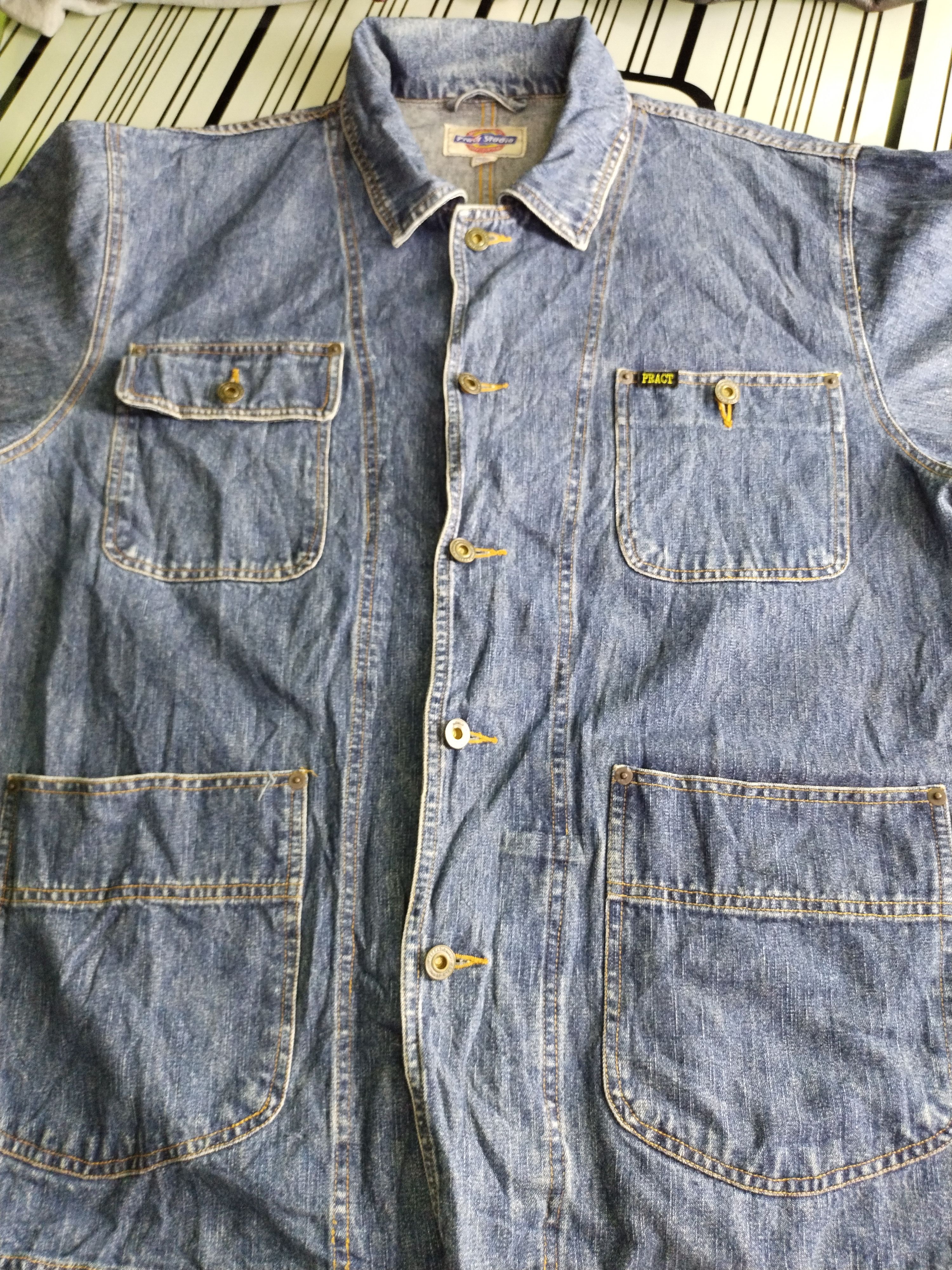 If Six Was Nine × Japanese Brand × Vintage 🔥 VTG PRACT STUDIO BUTTON HICKORY CHORE JACKET Size US M / EU 48-50 / 2 - 5 Thumbnail