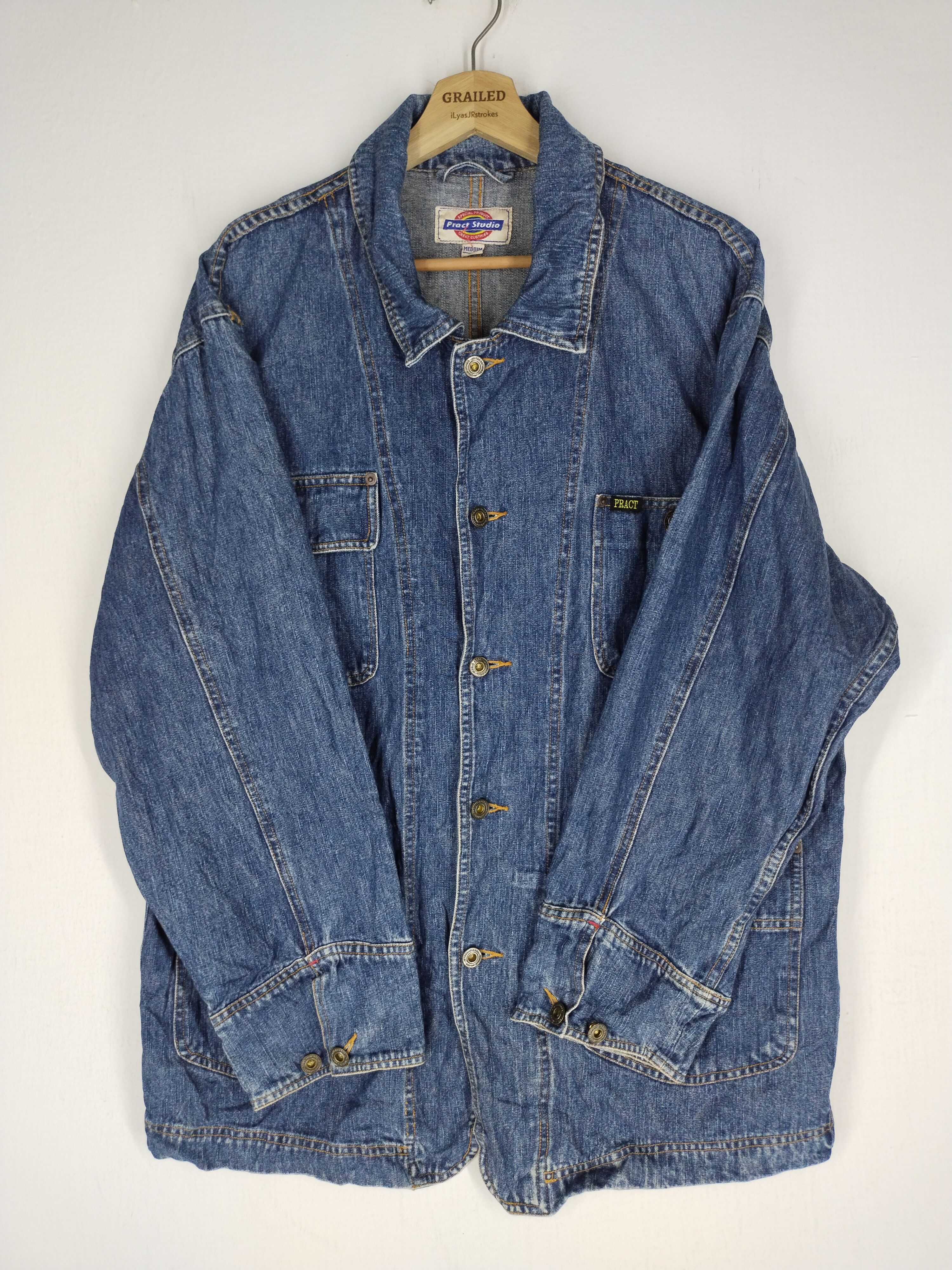 If Six Was Nine × Japanese Brand × Vintage 🔥 VTG PRACT STUDIO BUTTON HICKORY CHORE JACKET Size US M / EU 48-50 / 2 - 6 Thumbnail