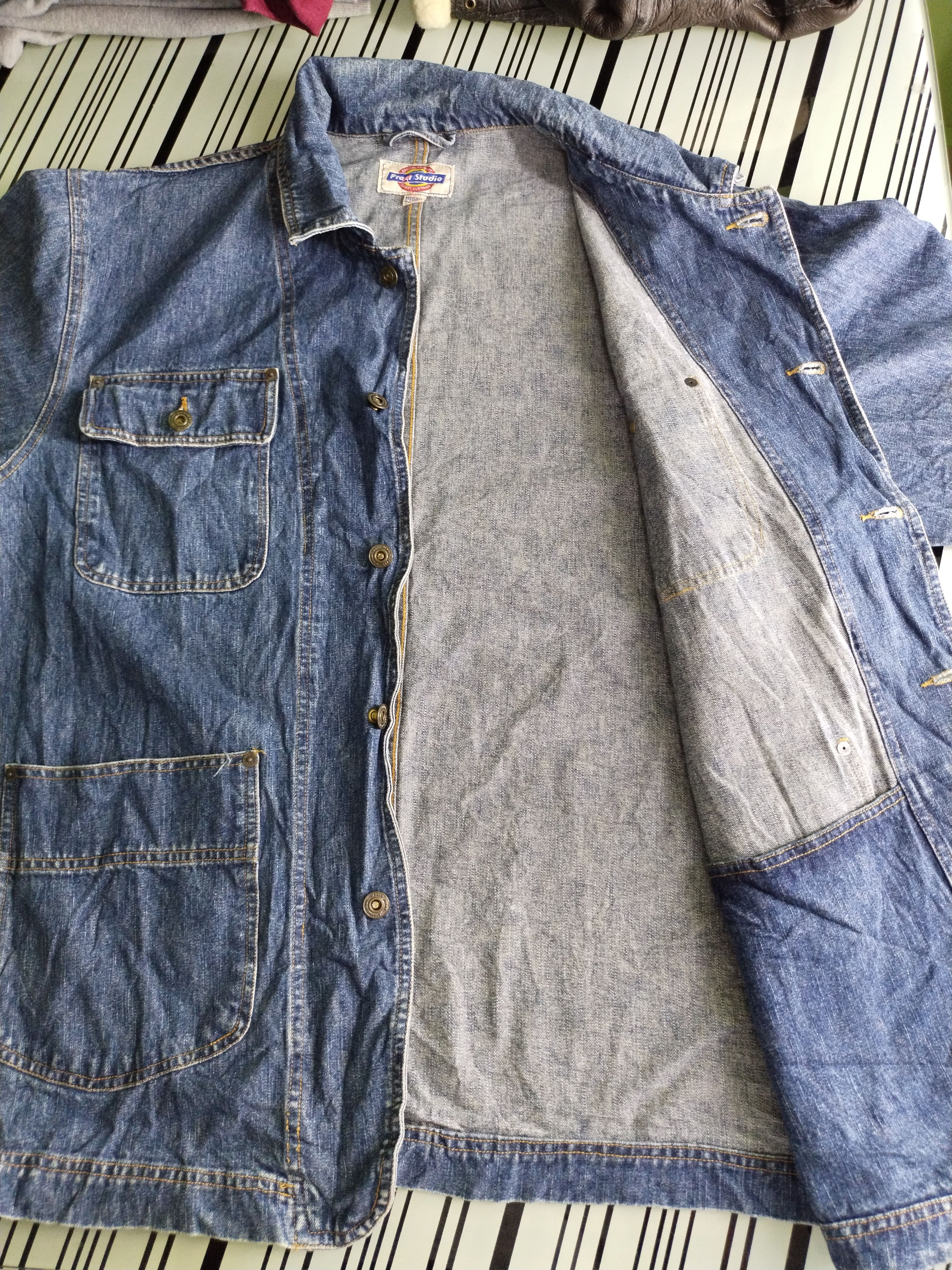 If Six Was Nine × Japanese Brand × Vintage 🔥 VTG PRACT STUDIO BUTTON HICKORY CHORE JACKET Size US M / EU 48-50 / 2 - 3 Thumbnail