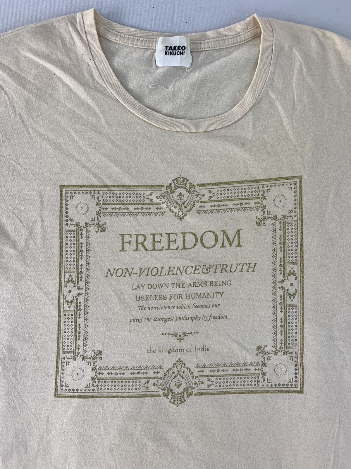 Takeo Kikuchi Takeo Kikuci Freedom NonViolence Truth Certificate Frame Tee Size US M / EU 48-50 / 2 - 3 Thumbnail