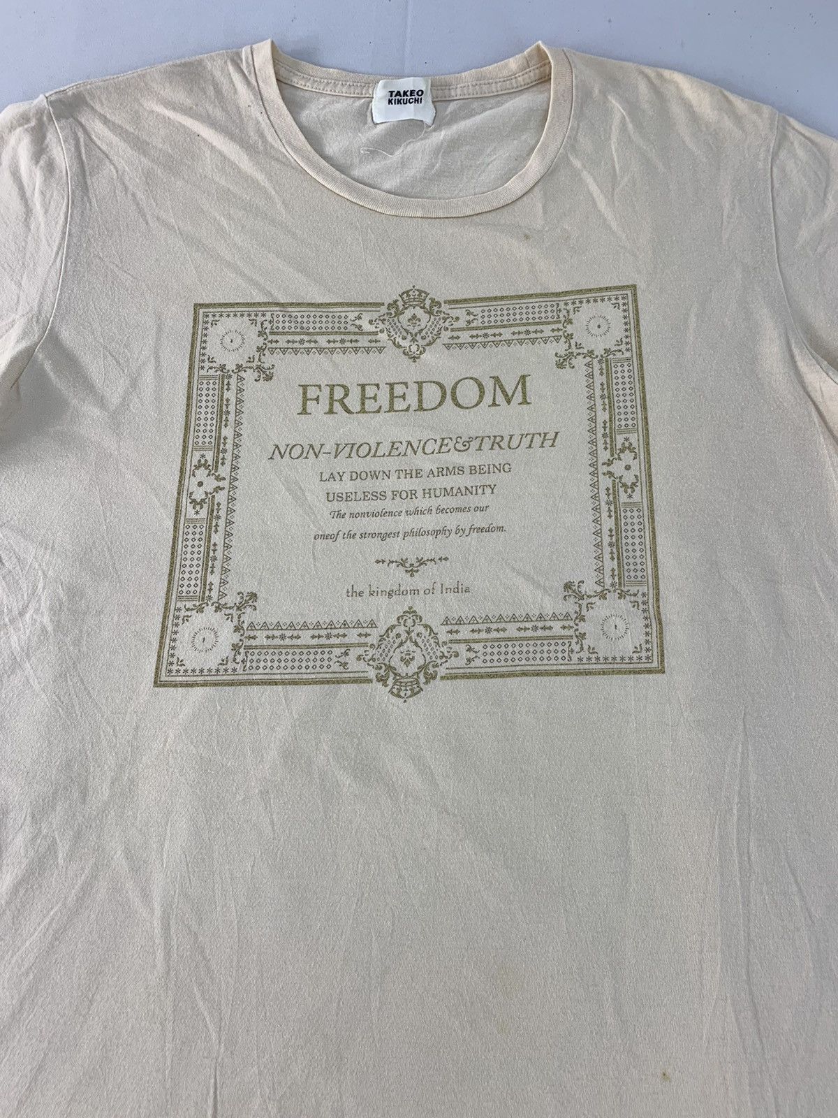 Takeo Kikuchi Takeo Kikuci Freedom NonViolence Truth Certificate Frame Tee Size US M / EU 48-50 / 2 - 2 Thumbnail