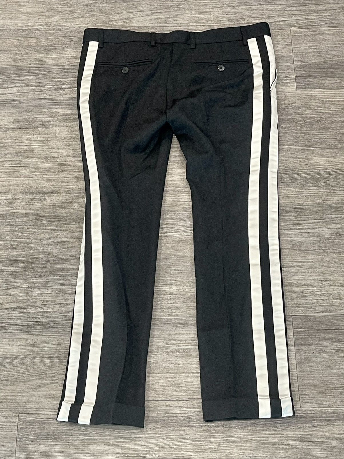 Balmain Satin Striped Wool Trousers $1350 Sz 48