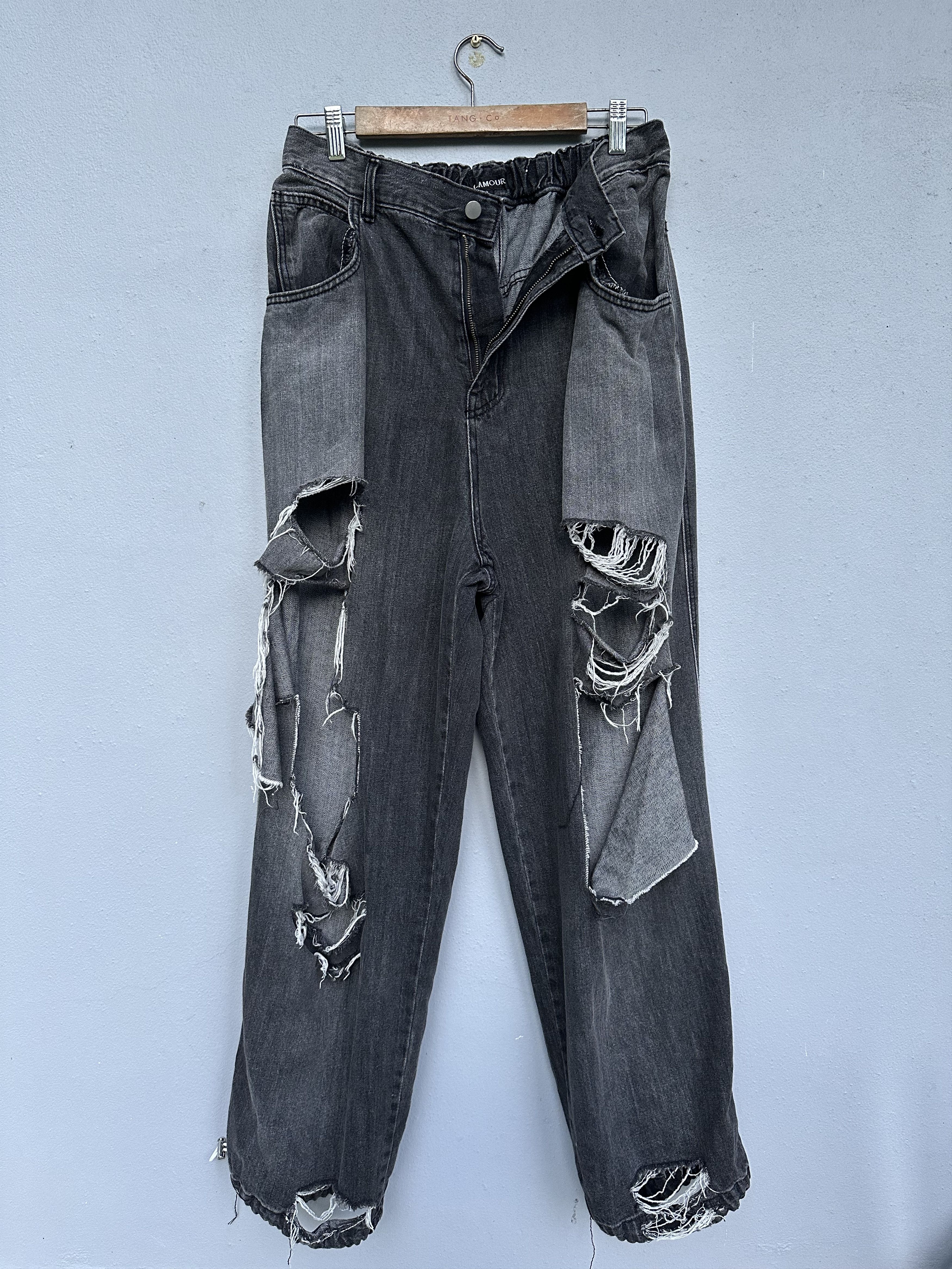 Japanese Brand Riot Glamour Distressed Rip Parachute Baggy Denim Size US 30 / EU 46 - 3 Thumbnail