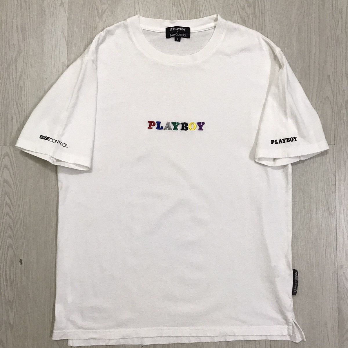 BASE CONTROL × Playboy × Vintage 💥RARE💥 Vintage Playboy Tee Embroidery Spell Out Size US L / EU 52-54 / 3 - 4 Thumbnail