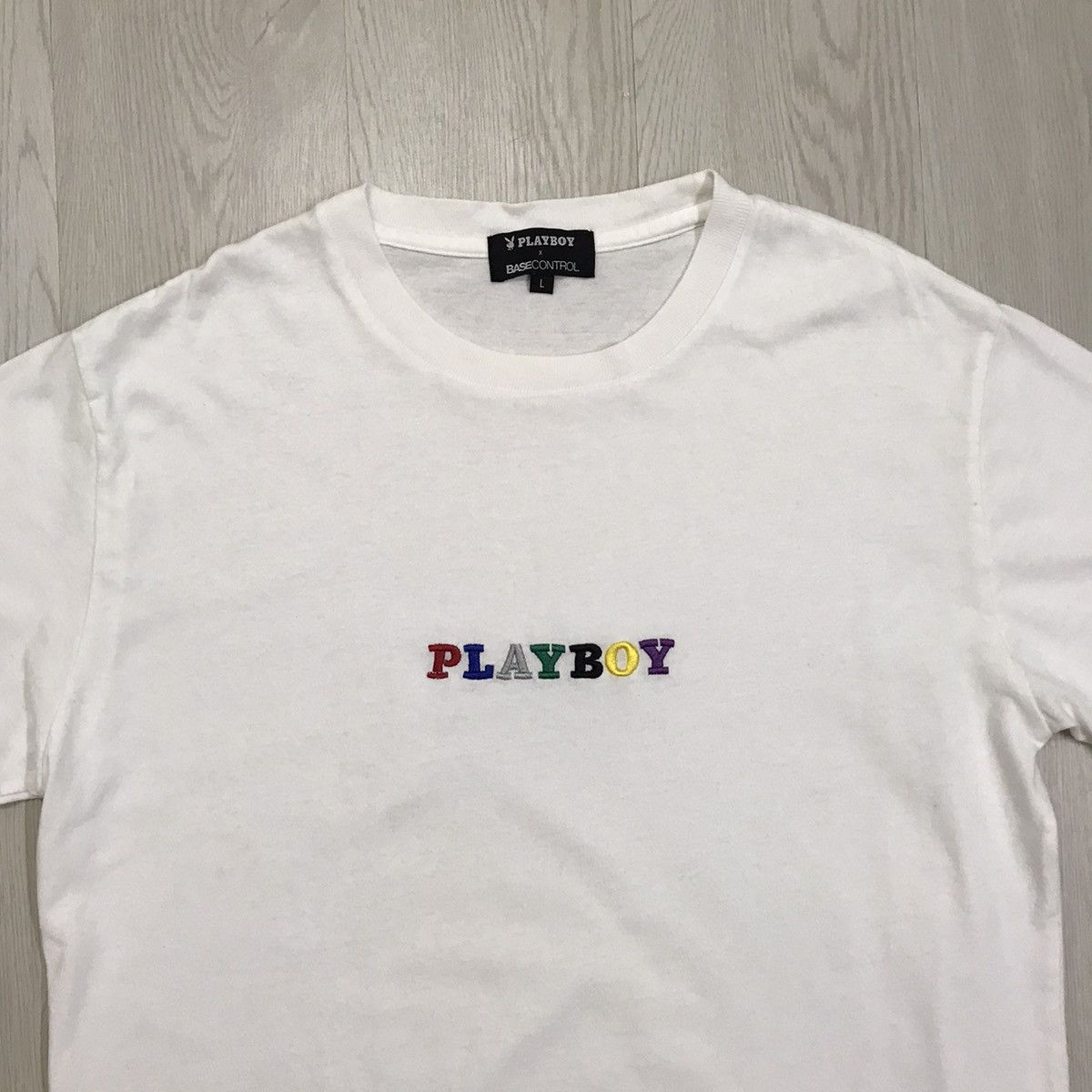 BASE CONTROL × Playboy × Vintage 💥RARE💥 Vintage Playboy Tee Embroidery Spell Out Size US L / EU 52-54 / 3 - 2 Thumbnail