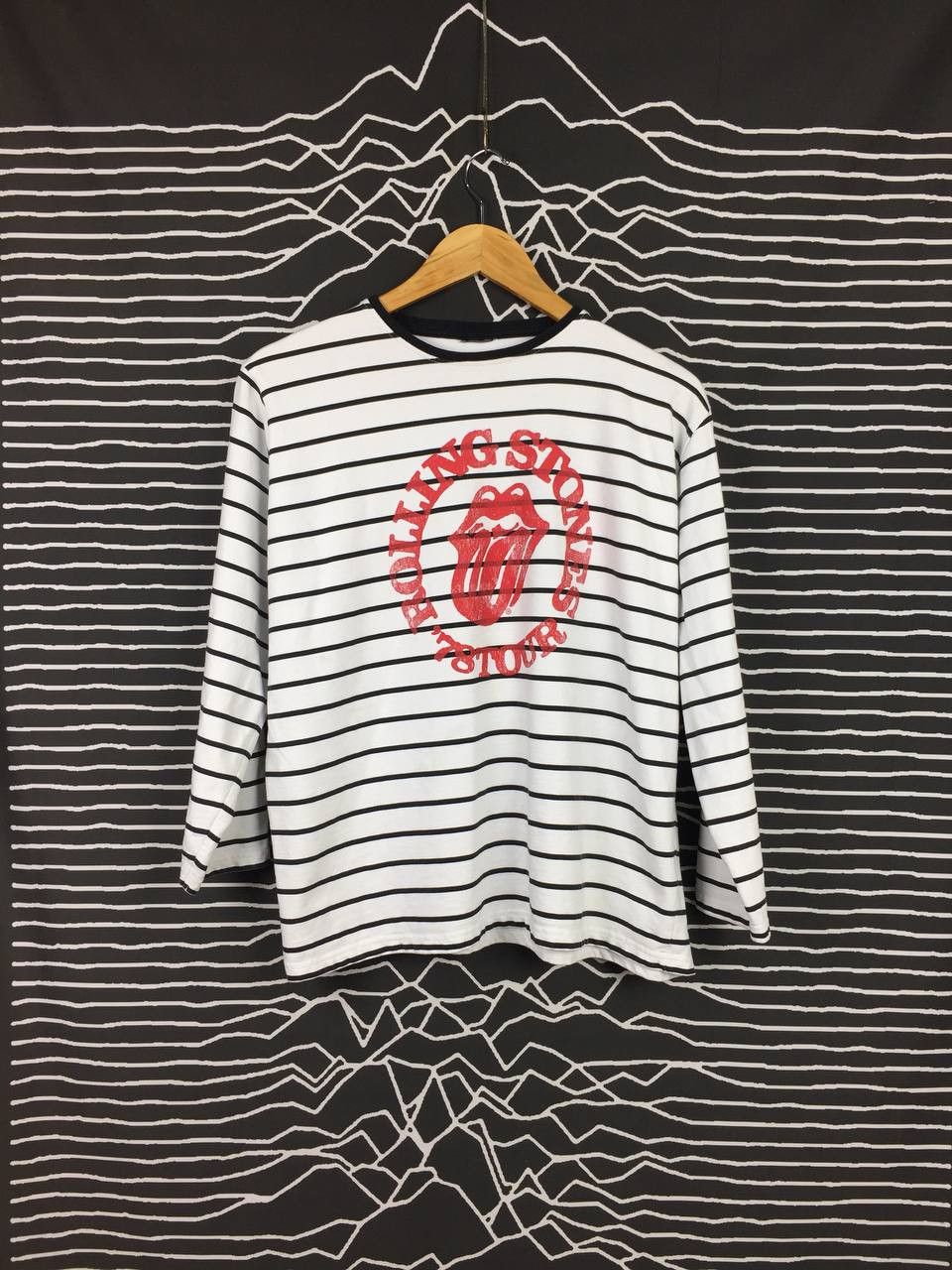 image of Band Tees x The Rolling Stones VTG The Rolling Stones Uk Rock Band Stripes Longsleeve Tee in Stripe