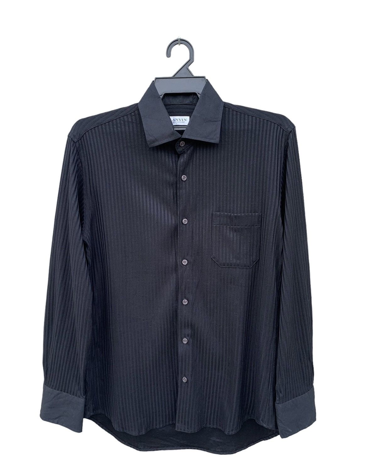 Lanvin Lanvin Black Long Sleeve Button Ups Stripe Shirt Size US M / EU 48-50 / 2 - 1 Thumbnail