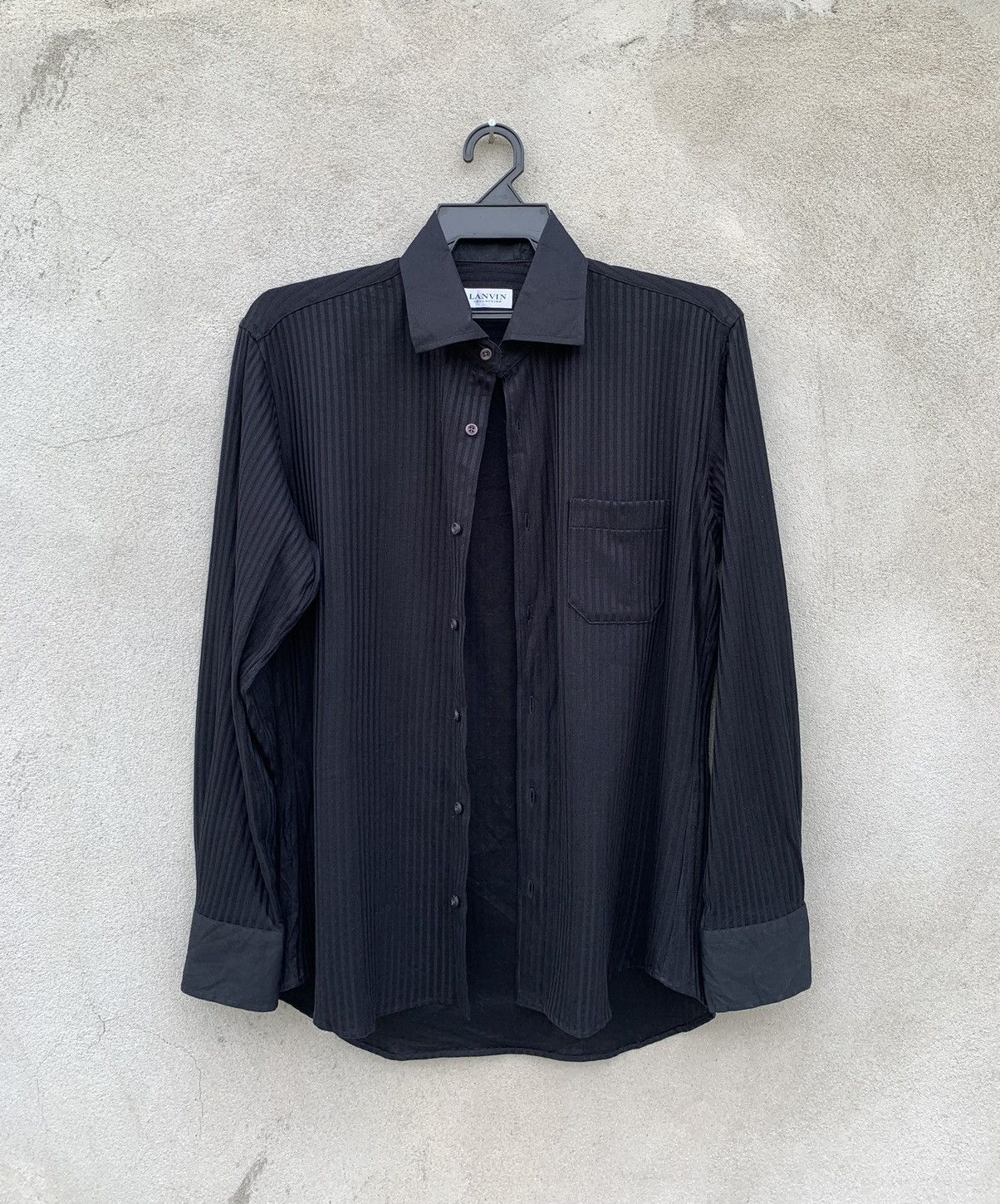 Lanvin Lanvin Black Long Sleeve Button Ups Stripe Shirt Size US M / EU 48-50 / 2 - 11 Thumbnail