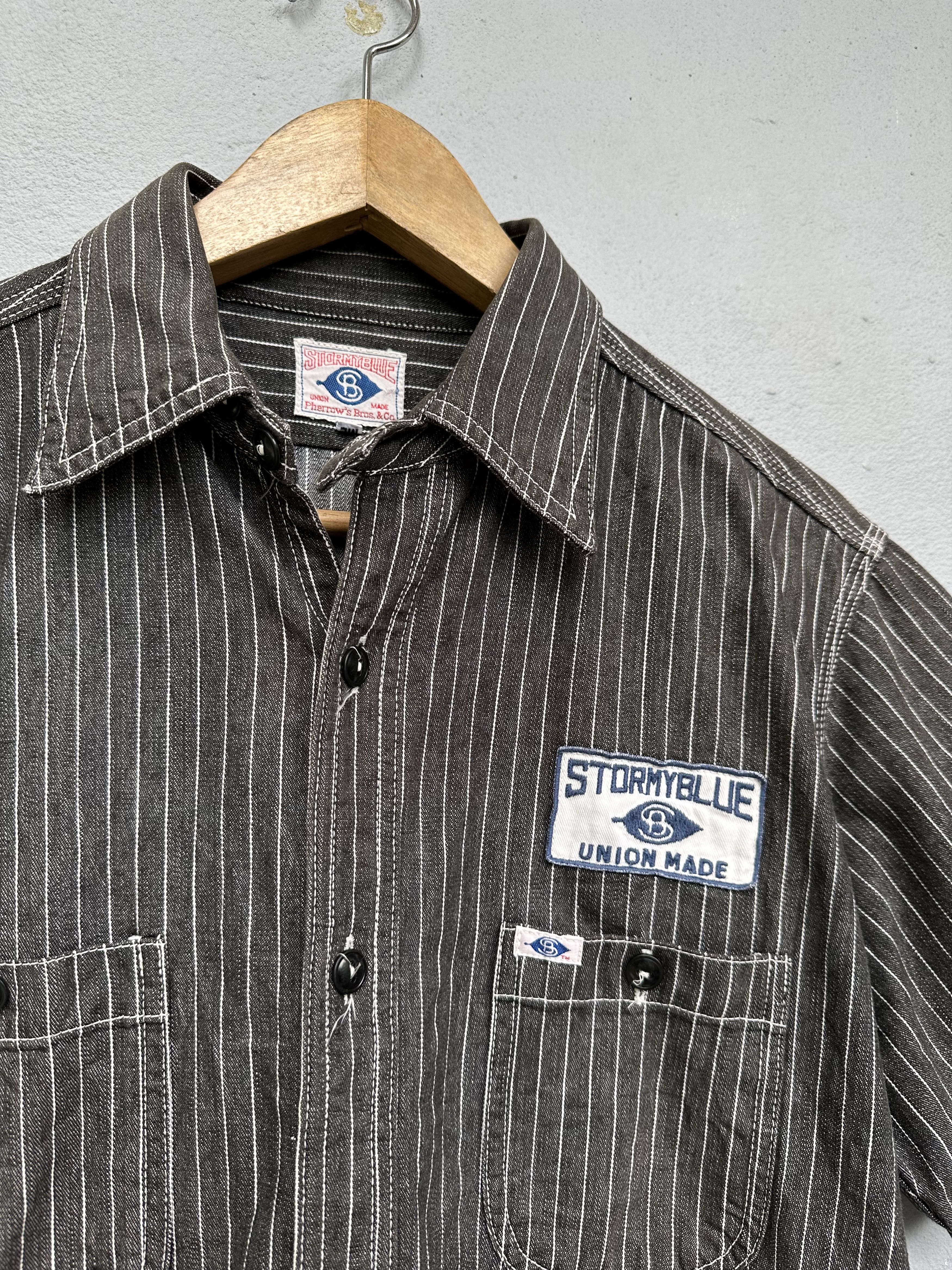 Freewheelers Pherrows StormBlue Wabash Gusset Striped Jeans Shirts Jacket Size US M / EU 48-50 / 2 - 5 Thumbnail