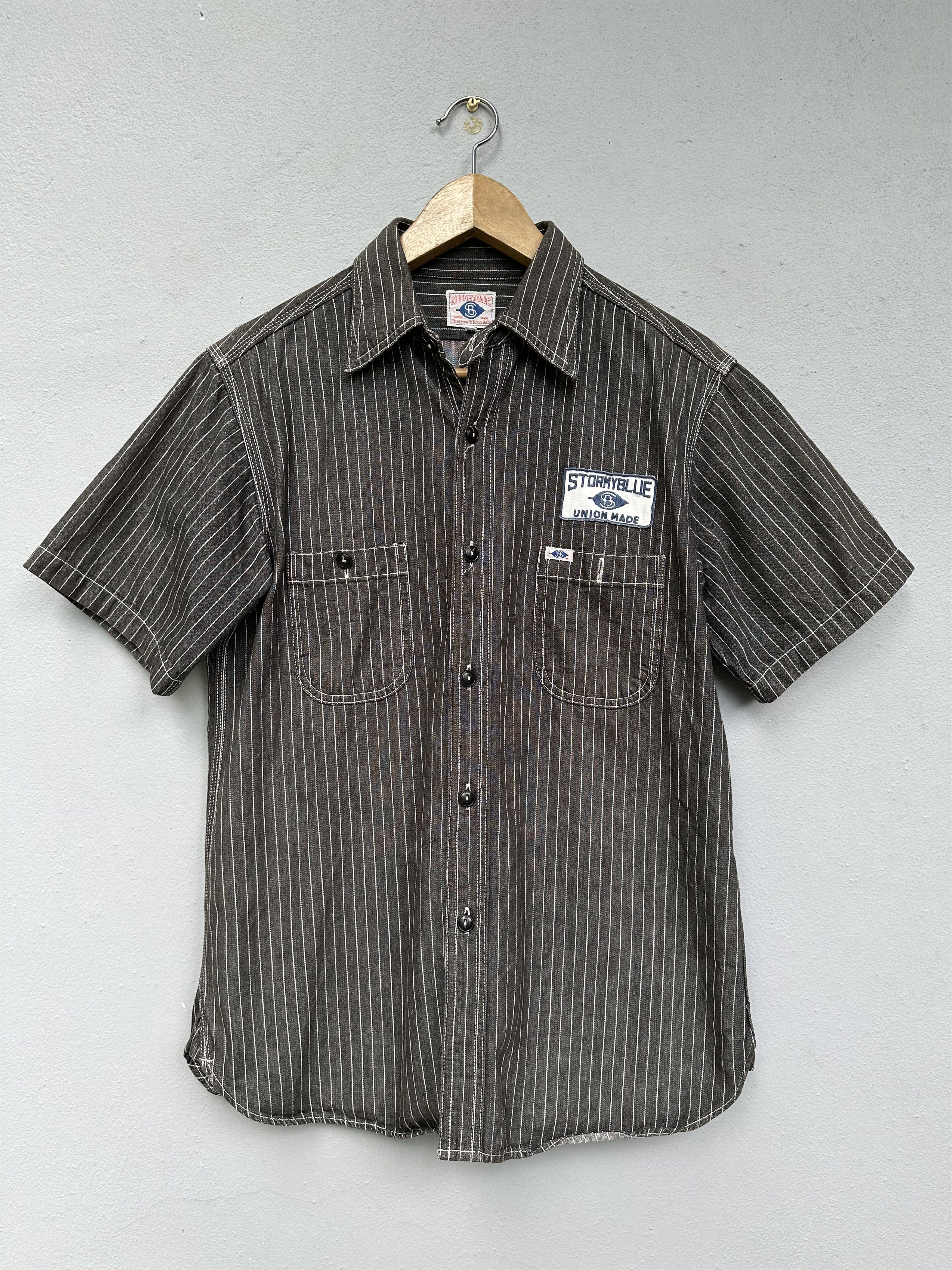 Pherrows StormBlue Wabash Gusset Striped Jeans Shirts Jacket