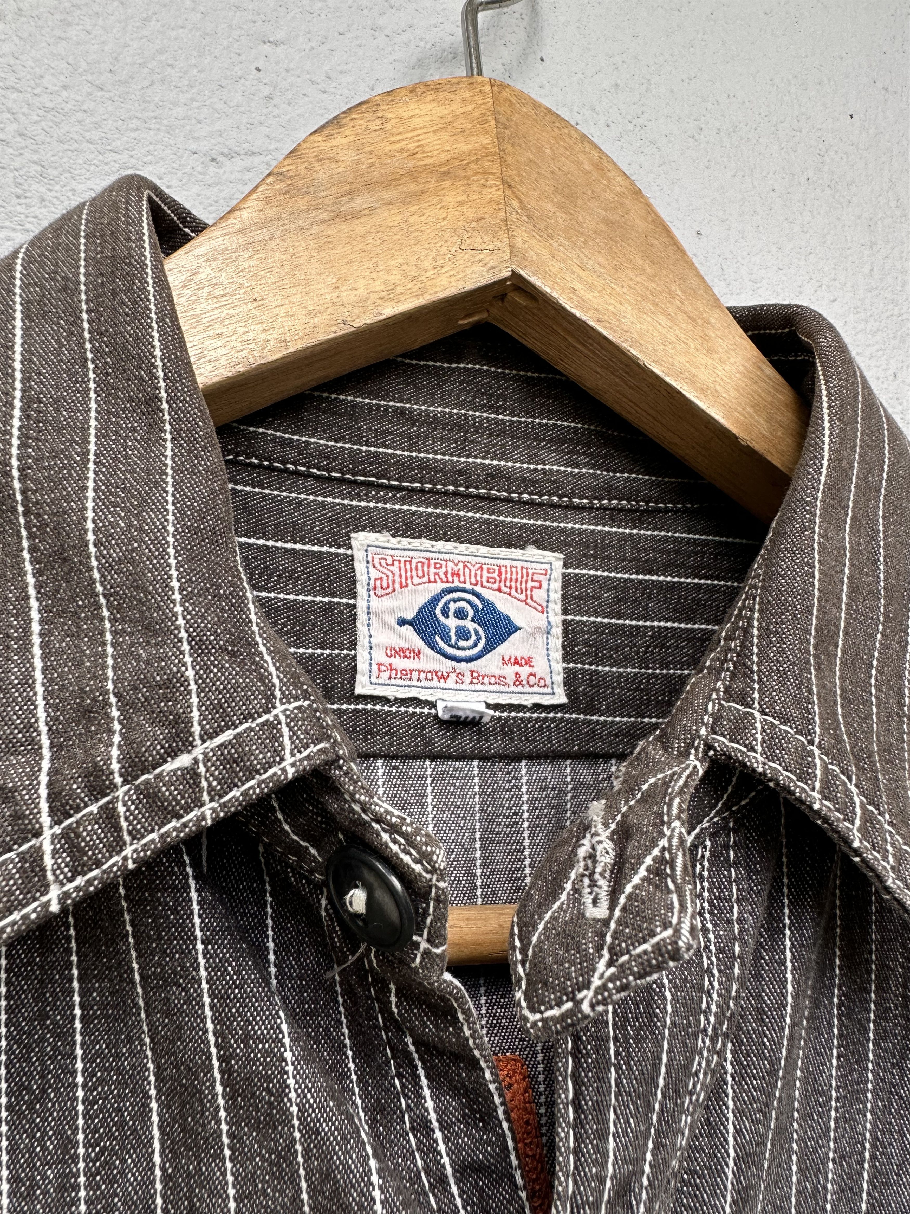 Freewheelers Pherrows StormBlue Wabash Gusset Striped Jeans Shirts Jacket Size US M / EU 48-50 / 2 - 6 Thumbnail