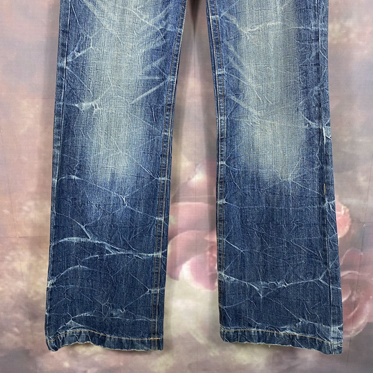 Japanese Brand × Jean × Vintage Vintage Denim Spellout Bell Bottom Trouser Denim Flare Jeans Size 31" - 4 Thumbnail
