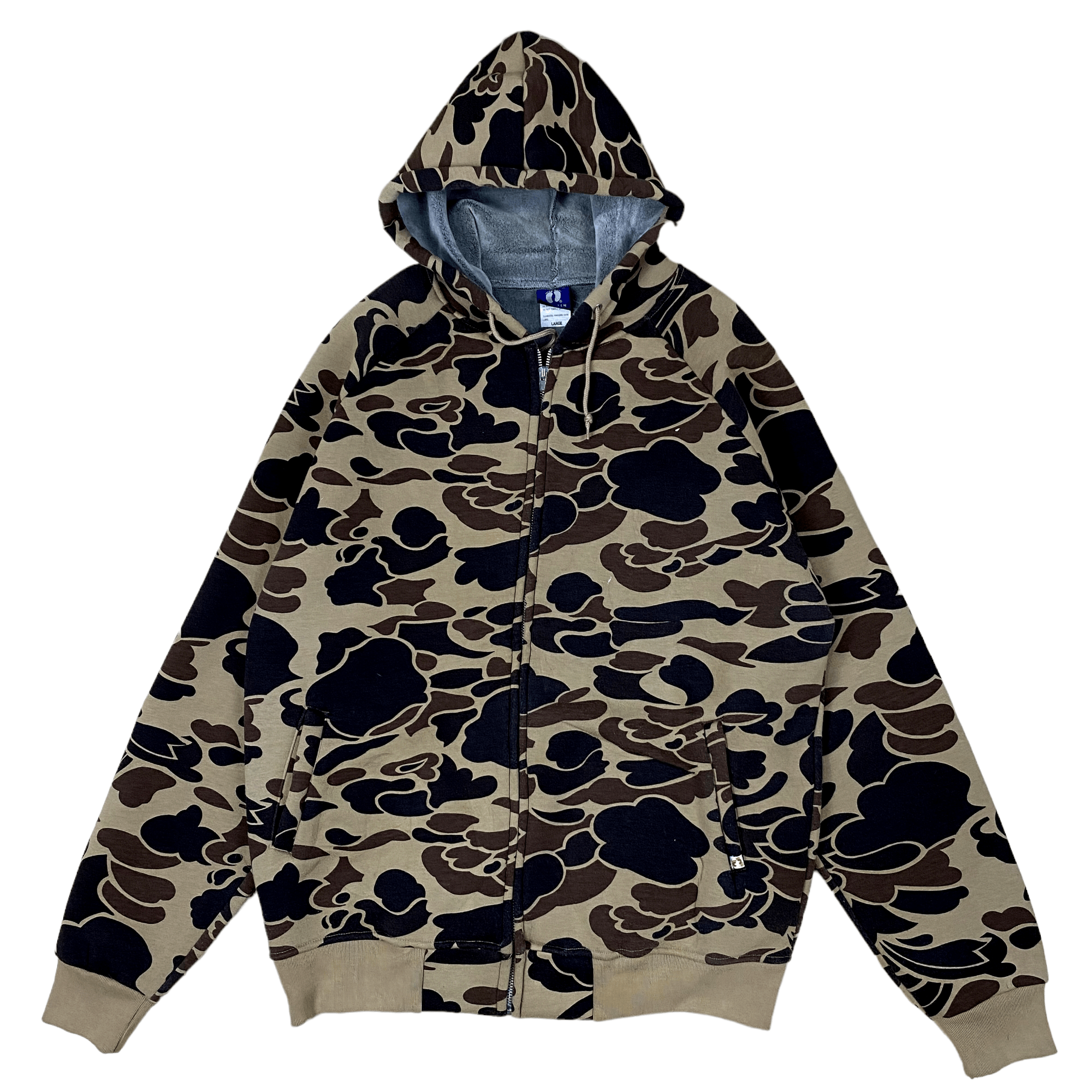 image of 1 Hour Vintage Hang Ten Cameo Hoodies in Brown Camo, Men's (Size Large)