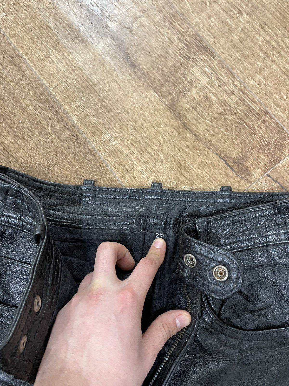 Vintage Genuine Leather Black Cowboy Leather Pants Size 28