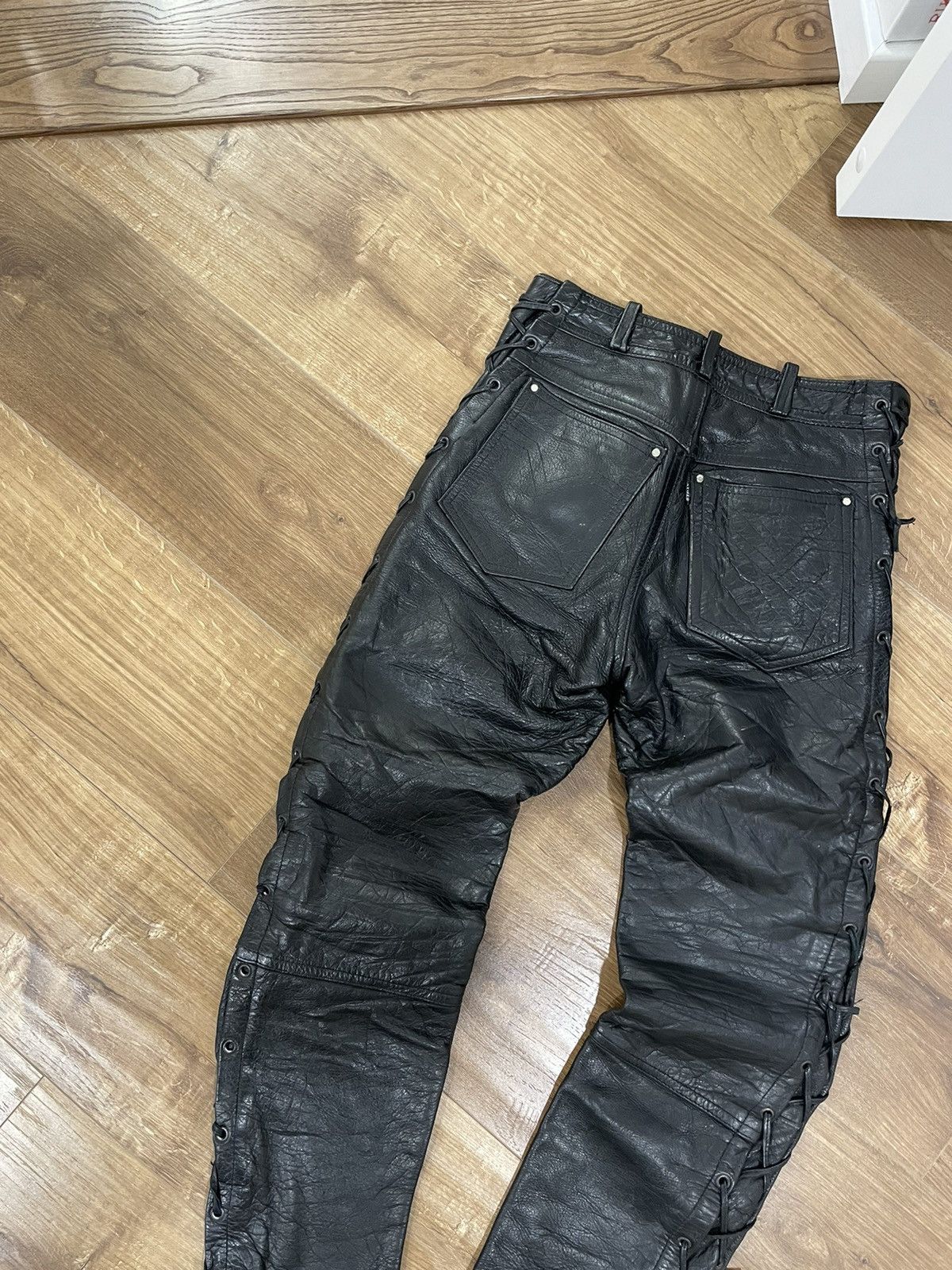 Vintage Genuine Leather Black Cowboy Leather Pants Size 28