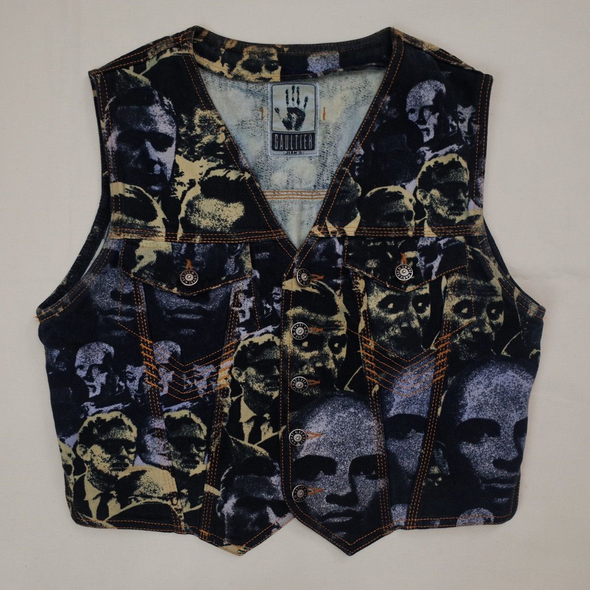 Jean Paul Gaultier AW1992 Jean Paul Gaultier Face Print Denim Vest Vintage Size US M / EU 48-50 / 2 - 1 Thumbnail