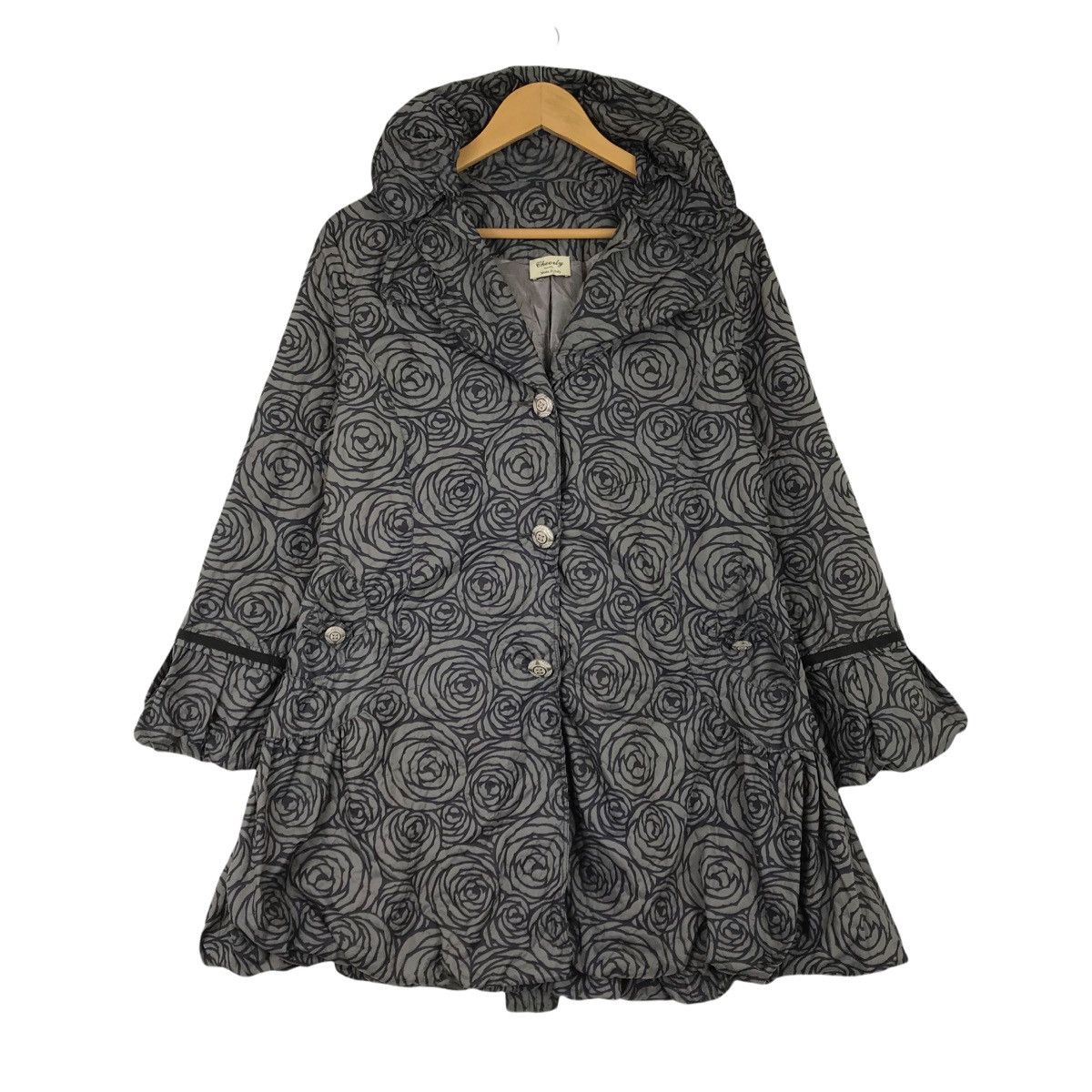 Vintage CHEERLY Long Jacket Flower Design Italian Designer
