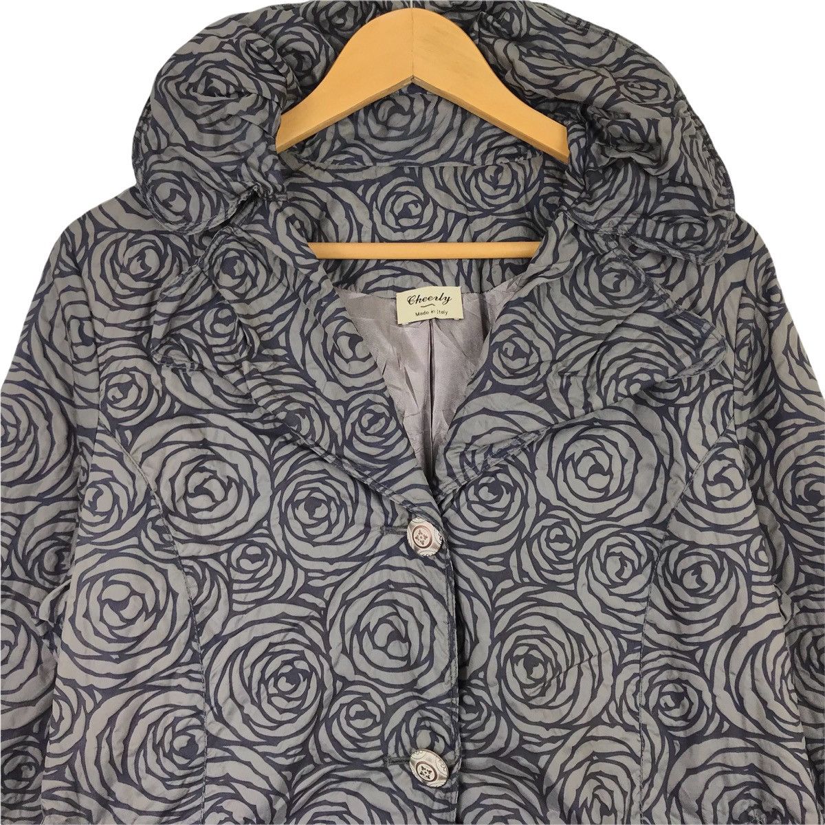 Designer × Vintage Vintage CHEERLY Long Jacket Flower Design Italian Designer Size L / US 10 / IT 46 - 2 Thumbnail