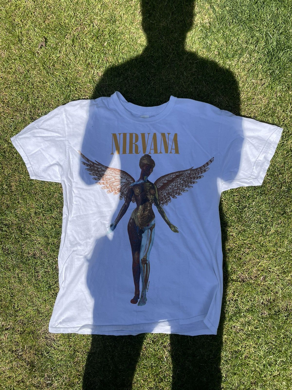 image of Vintage Nirvana In Utero Tee in White, Men's (Size Large)