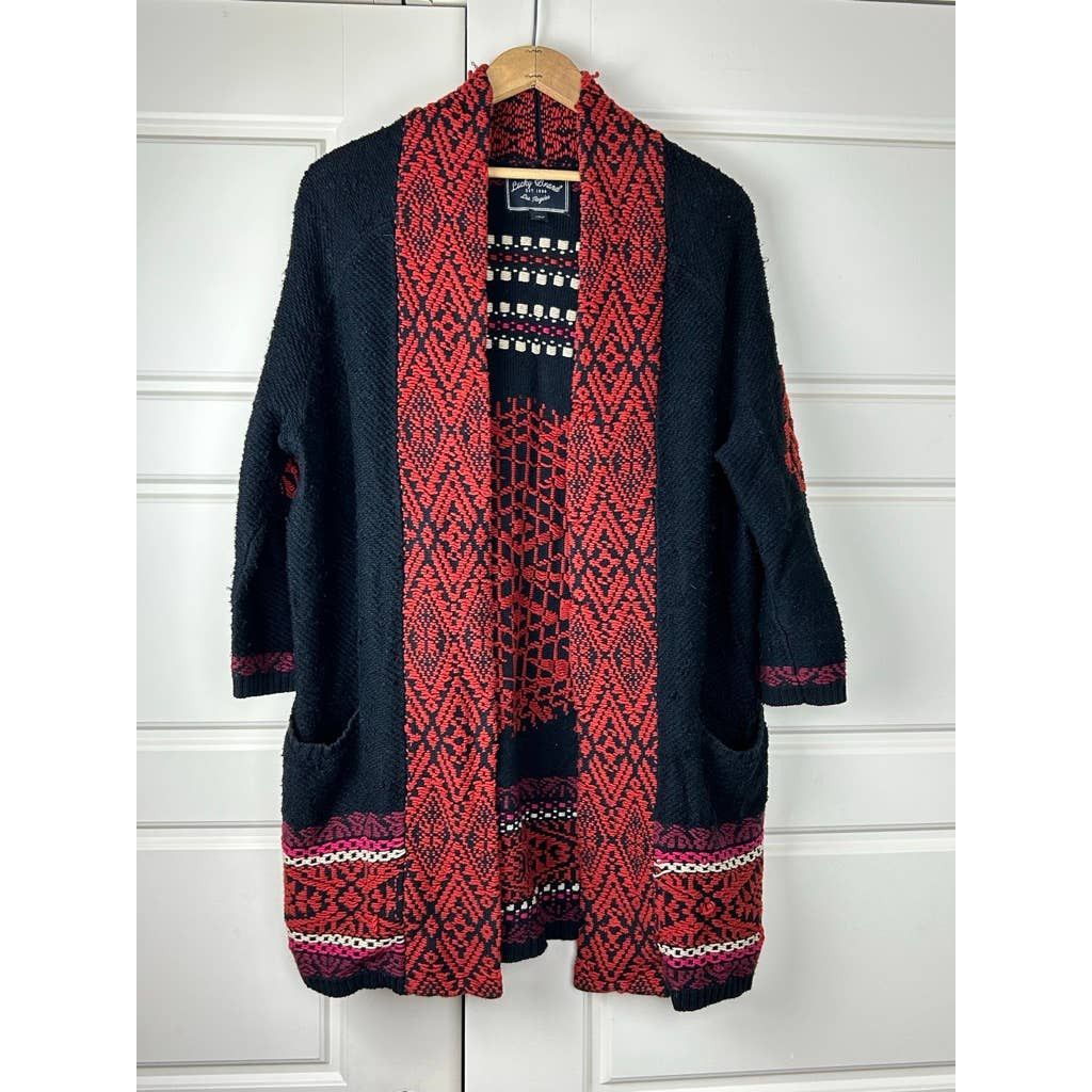 Lucky Brand Lucky Brand Red & Black Cardigan Size S / US 4 / IT 40 - 2 Thumbnail
