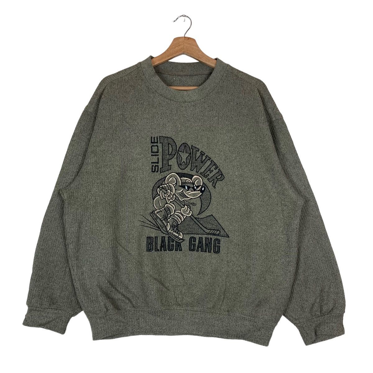 Vintage Vintage Slide Power Black Gang Pullover Jumper Sweatshirt Size US L / EU 52-54 / 3 - 1 Thumbnail