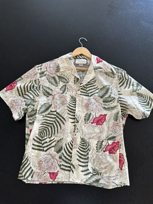 NWT $980 Gucci Men's Hawaiian Dream Floral Blooms Button Down Shirt 48  AUTHENTIC