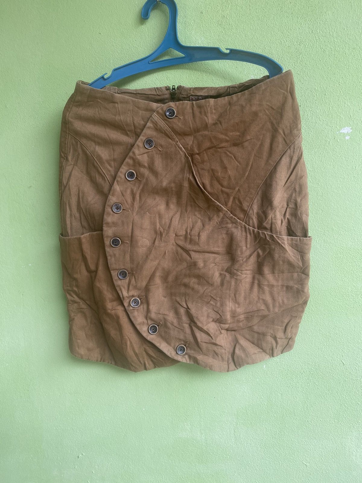 KAPITAL RECONSTRUCTION HERRINGBONE ASSYMETRICAL SKIRT