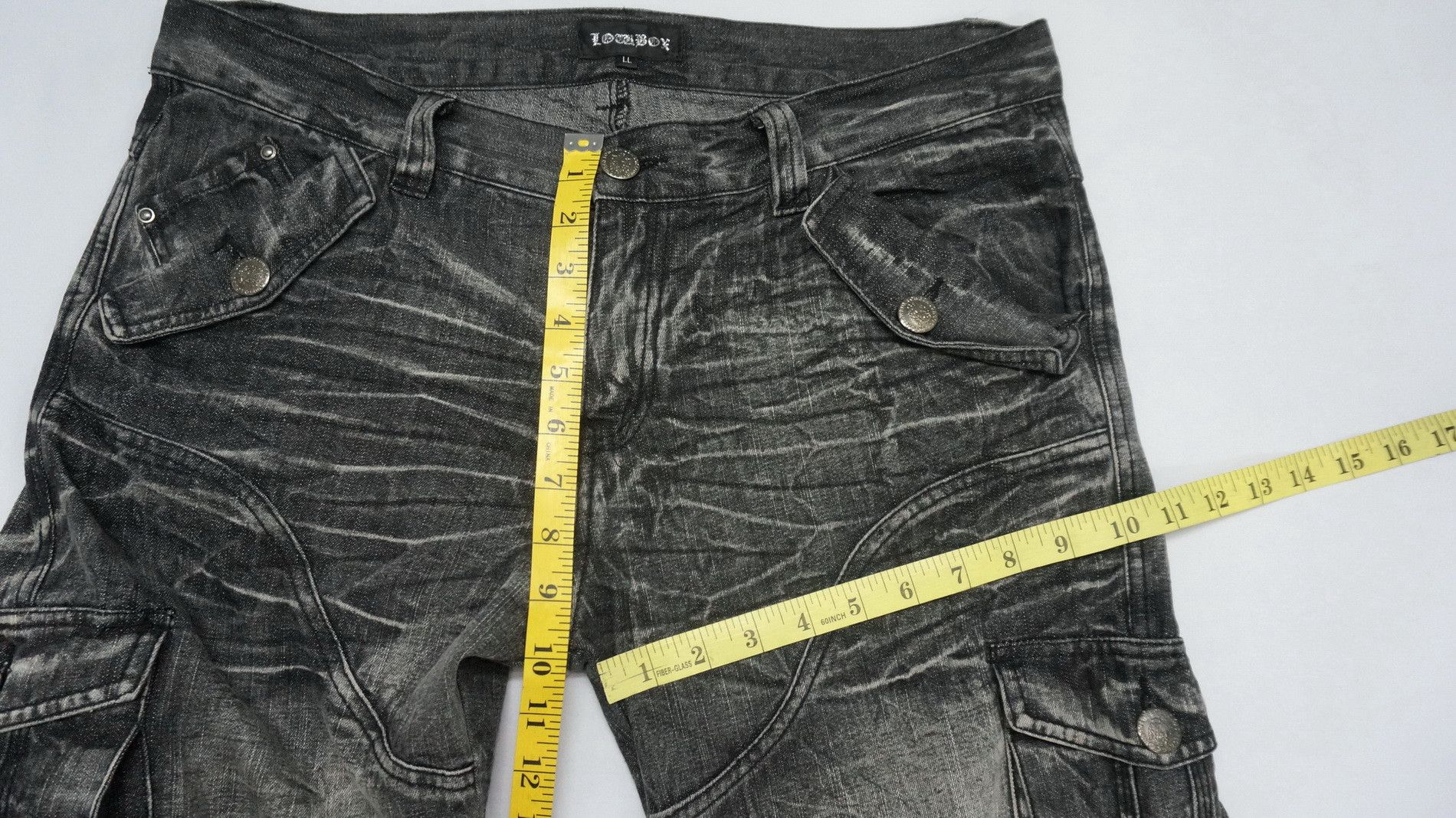 Japanese Brand 🔥LOWBOX🔥 Japan Distressed Lowrise Flared Leg Cargo Jeans Size US 35 - 16 Thumbnail