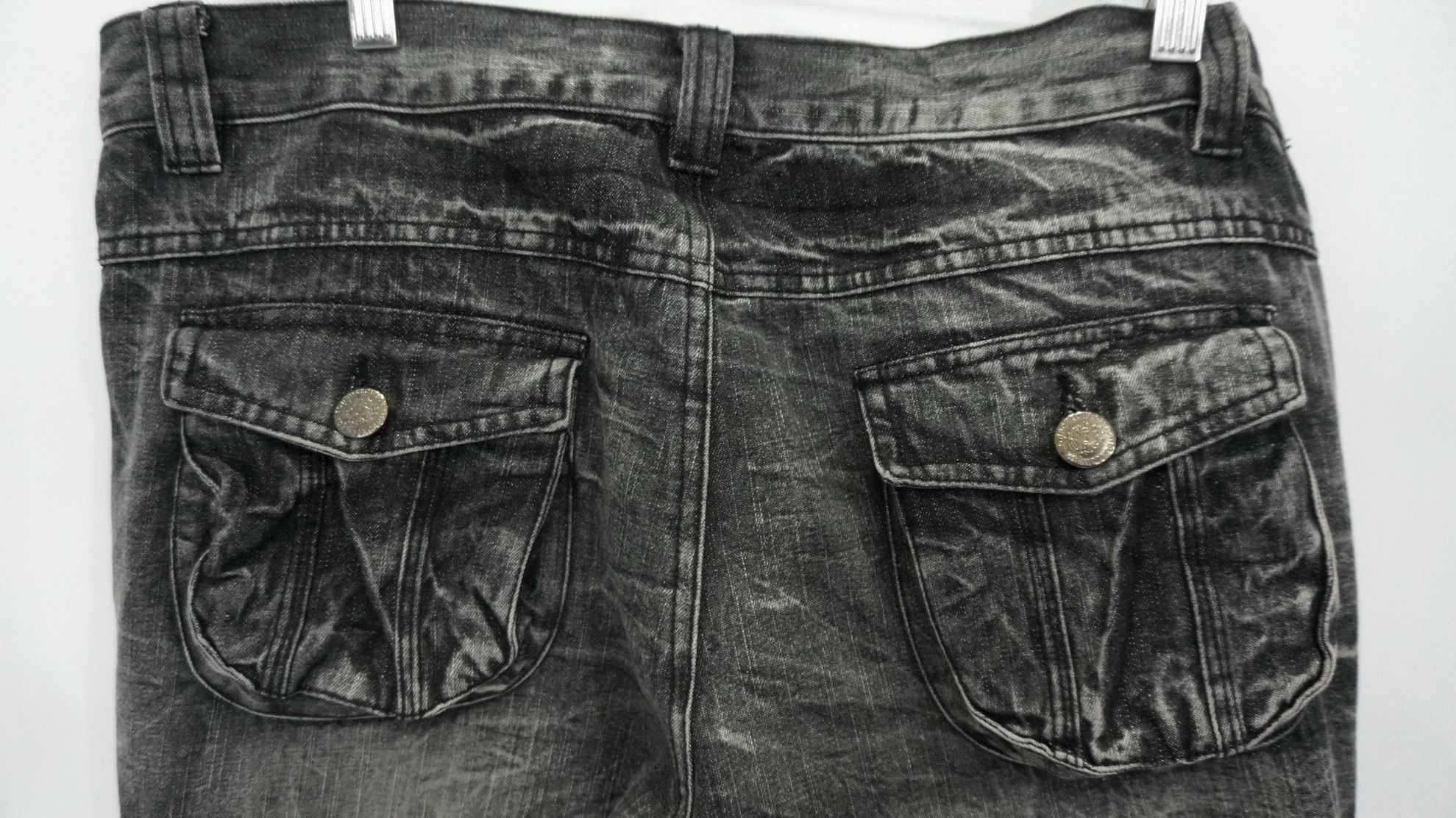 Japanese Brand 🔥LOWBOX🔥 Japan Distressed Lowrise Flared Leg Cargo Jeans Size US 35 - 13 Thumbnail