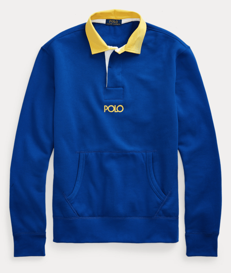 Polo Ralph Lauren POLO RALPH LAUREN Royal Blue Contrast Fleece Rugby Shirt Size US XL / EU 56 / 4 - 4 Thumbnail