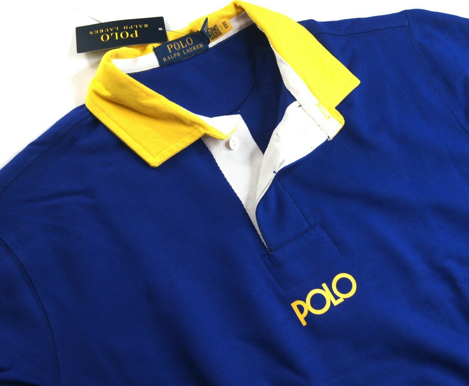 Polo Ralph Lauren POLO RALPH LAUREN Royal Blue Contrast Fleece Rugby Shirt Size US XL / EU 56 / 4 - 3 Thumbnail