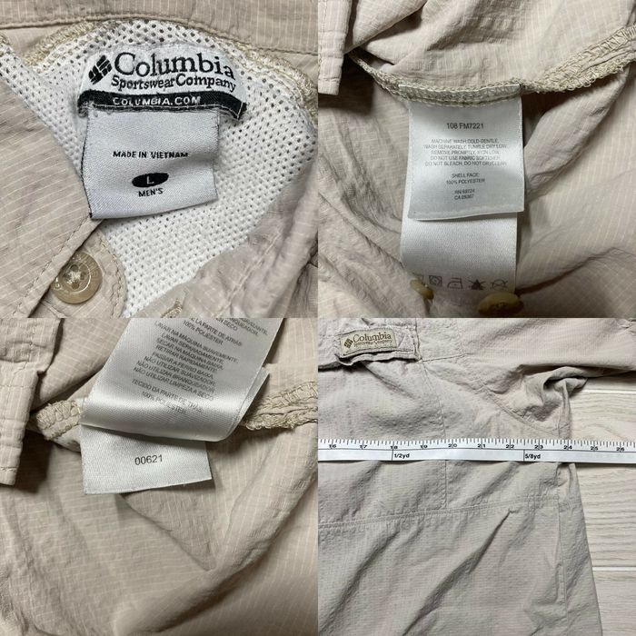 Vintage Columbia PFG Mens Button Down Fishing Shirt Beige Checkered Large  Short Sleeve